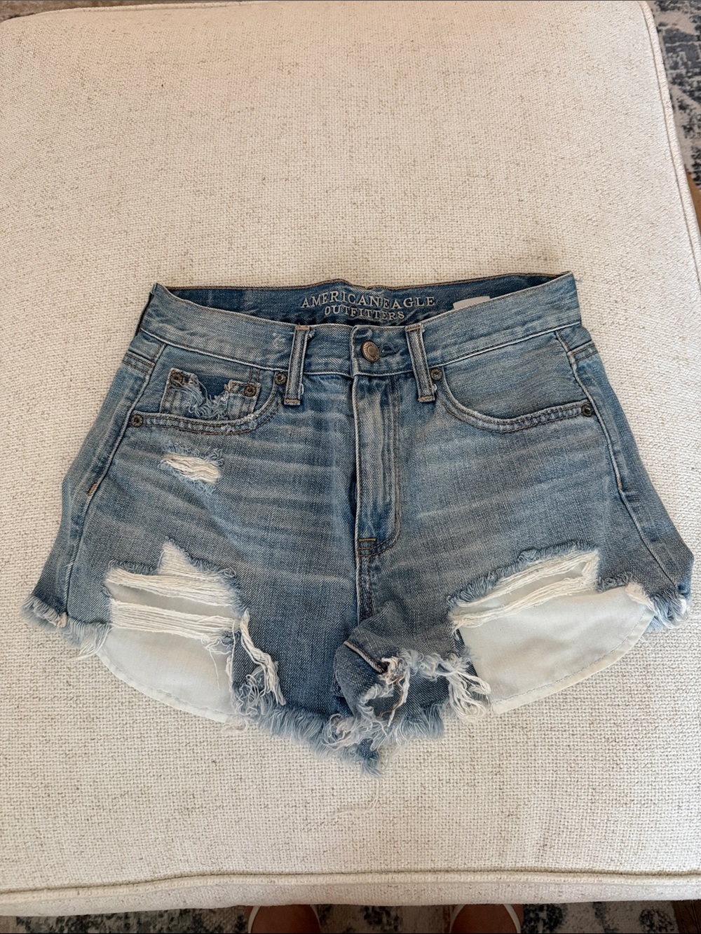 American Eagle Outfitters Light Blue Distressed Denim Cutoff Shorts